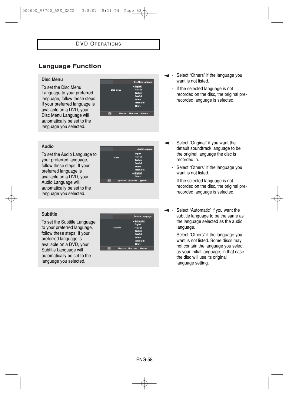 Samsung V6700 User Manual | Page 58 / 90