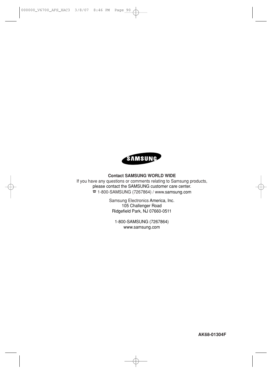 Samsung V6700 User Manual | Page 90 / 90