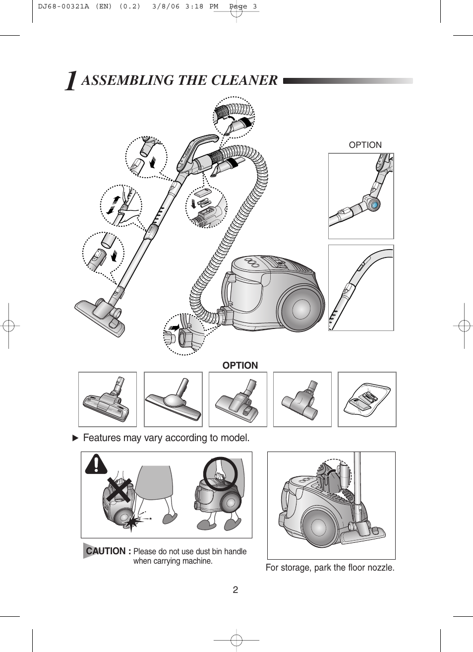 Assembling the cleaner | Samsung SC8431 User Manual | Page 3 / 12