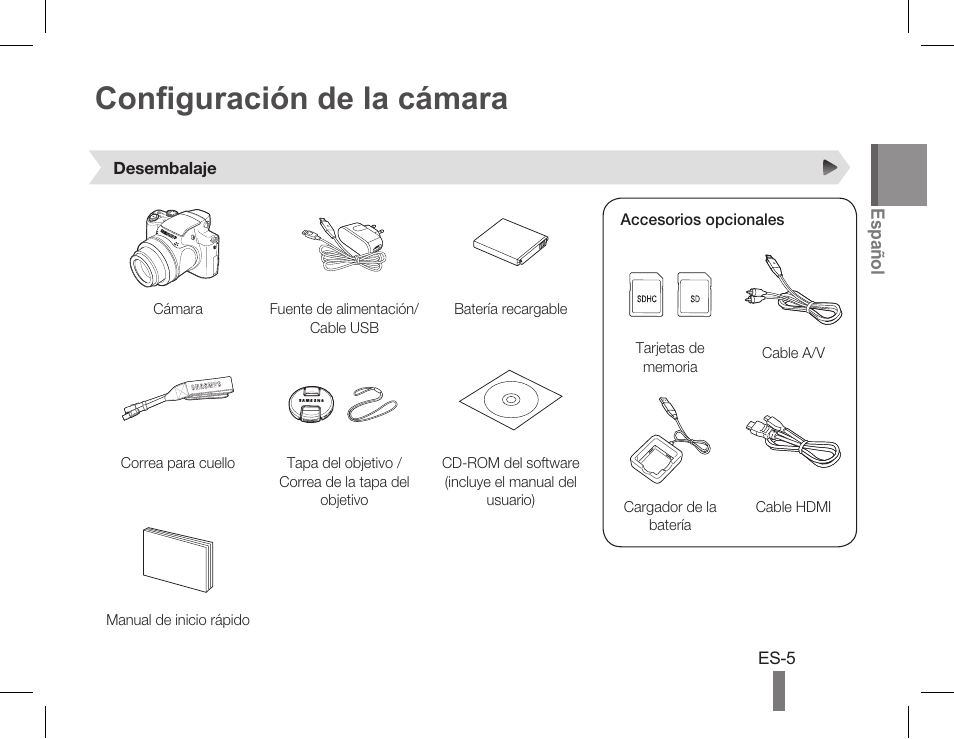 Configuración de la cámara | Samsung AD68-05243A User Manual | Page 15 / 32