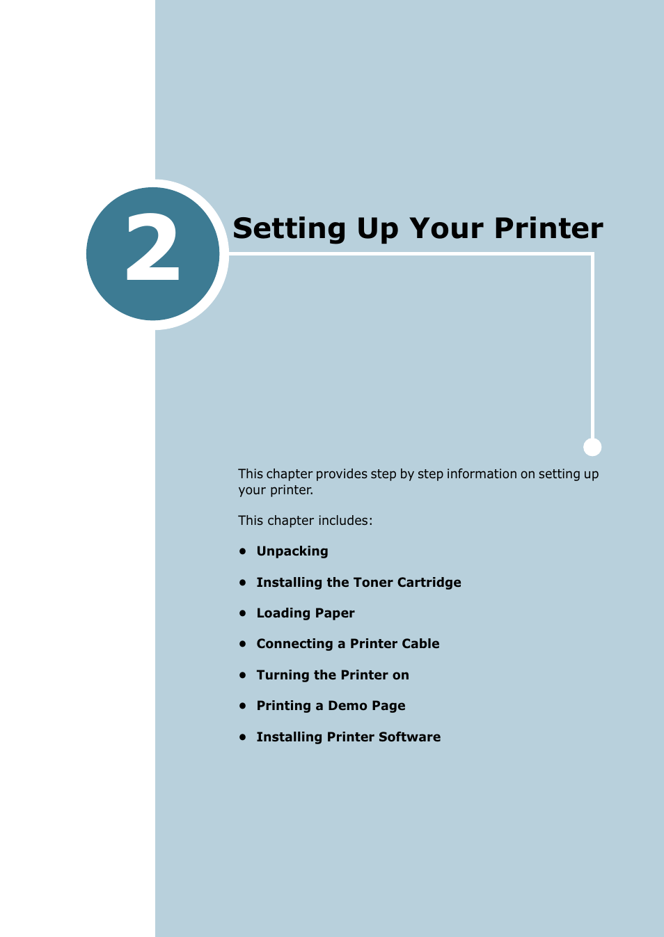 Setting up your printer, Chapter 2 | Samsung ML 1740 User Manual | Page 18 / 150