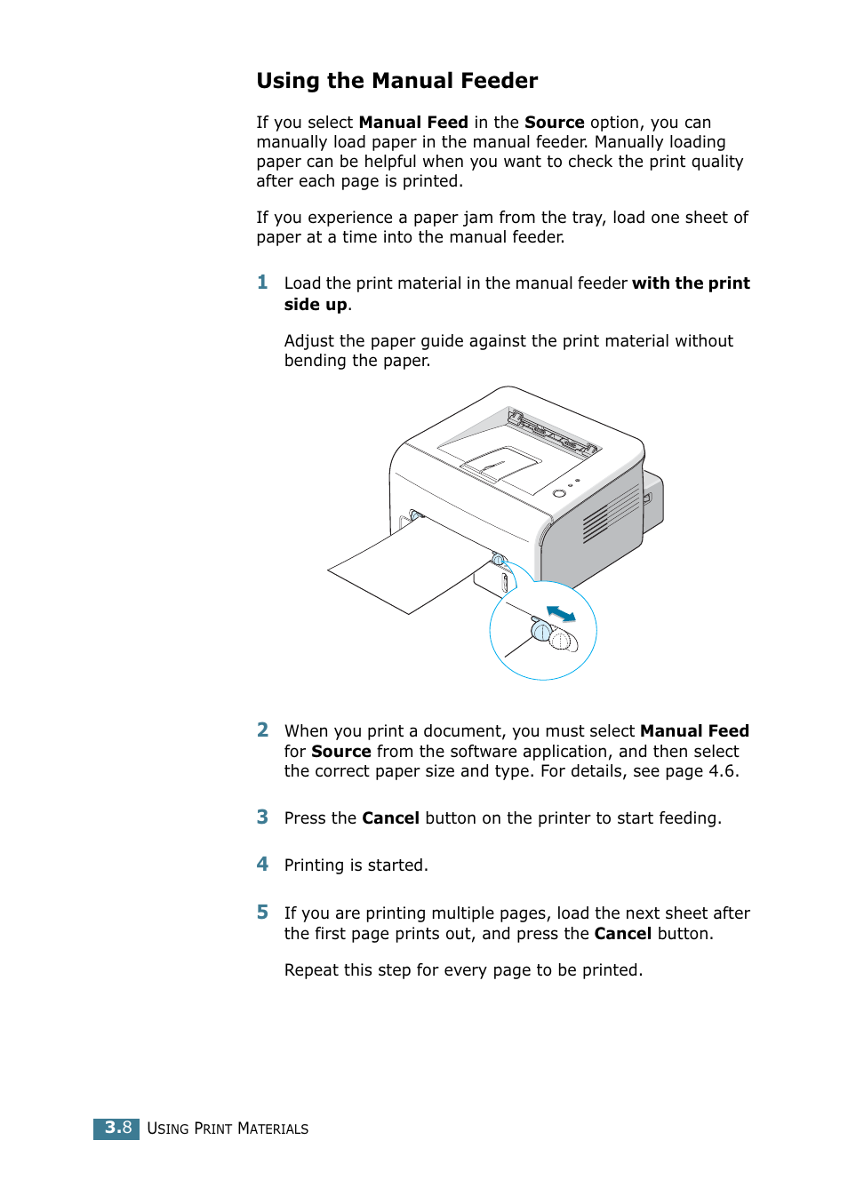 Using the manual feeder | Samsung ML 1740 User Manual | Page 45 / 150
