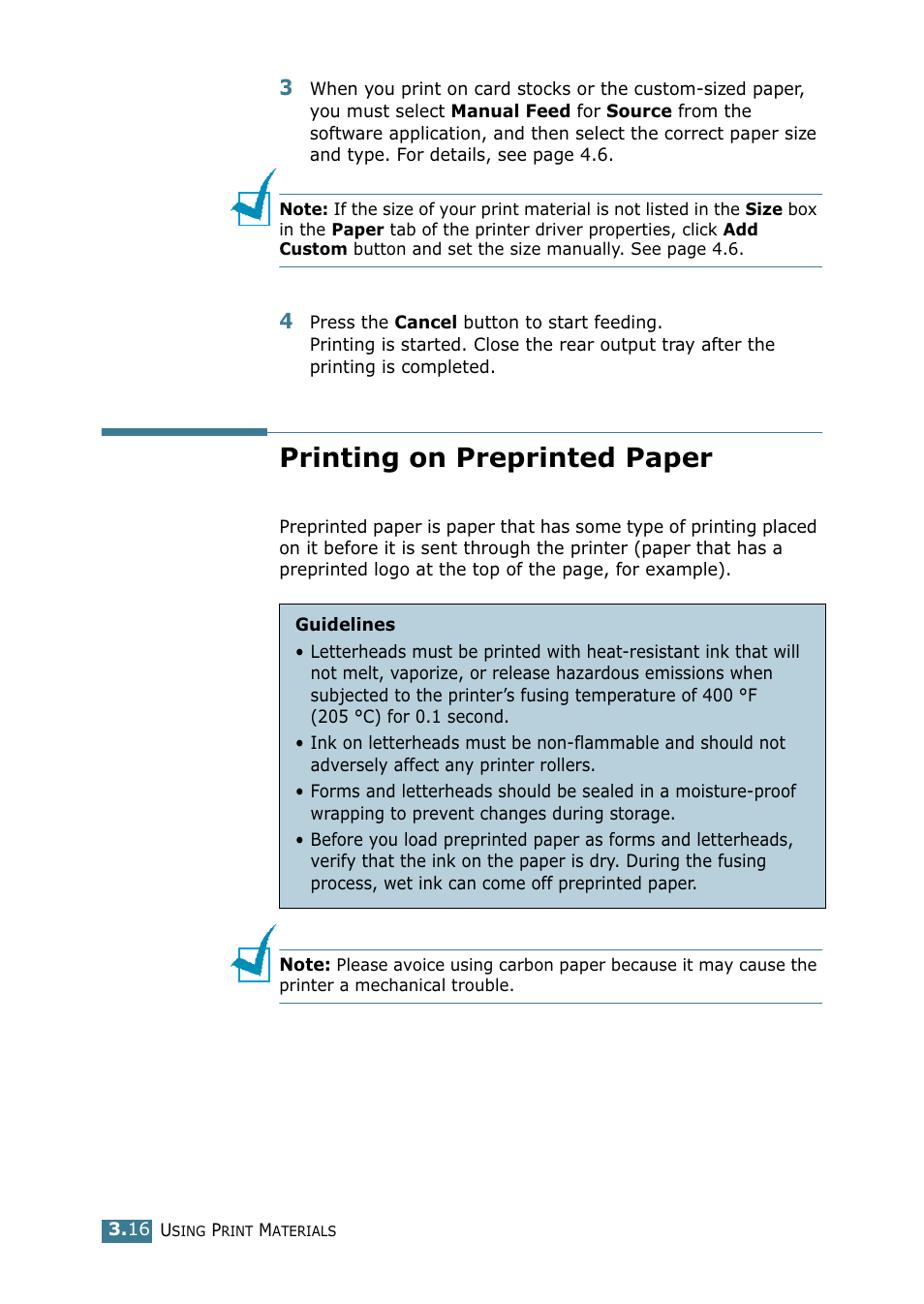 Printing on preprinted paper | Samsung ML 1740 User Manual | Page 53 / 150