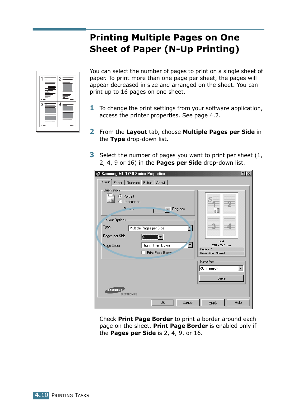 Up printing) | Samsung ML 1740 User Manual | Page 65 / 150