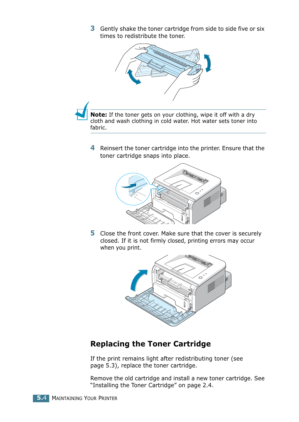 Replacing the toner cartridge | Samsung ML 1740 User Manual | Page 89 / 150