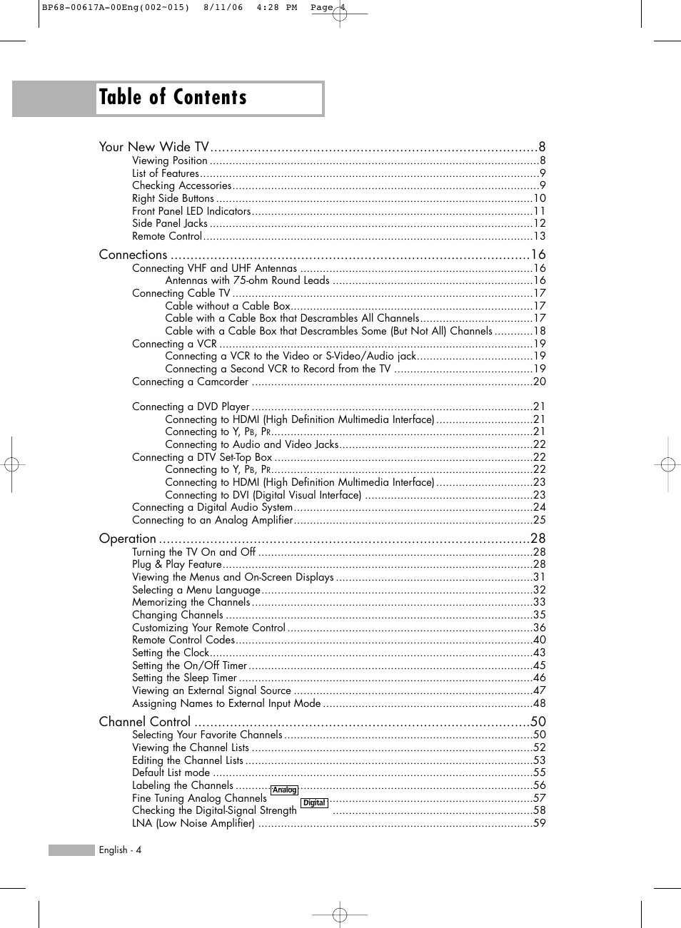 Samsung HL-S4676S User Manual | Page 4 / 136