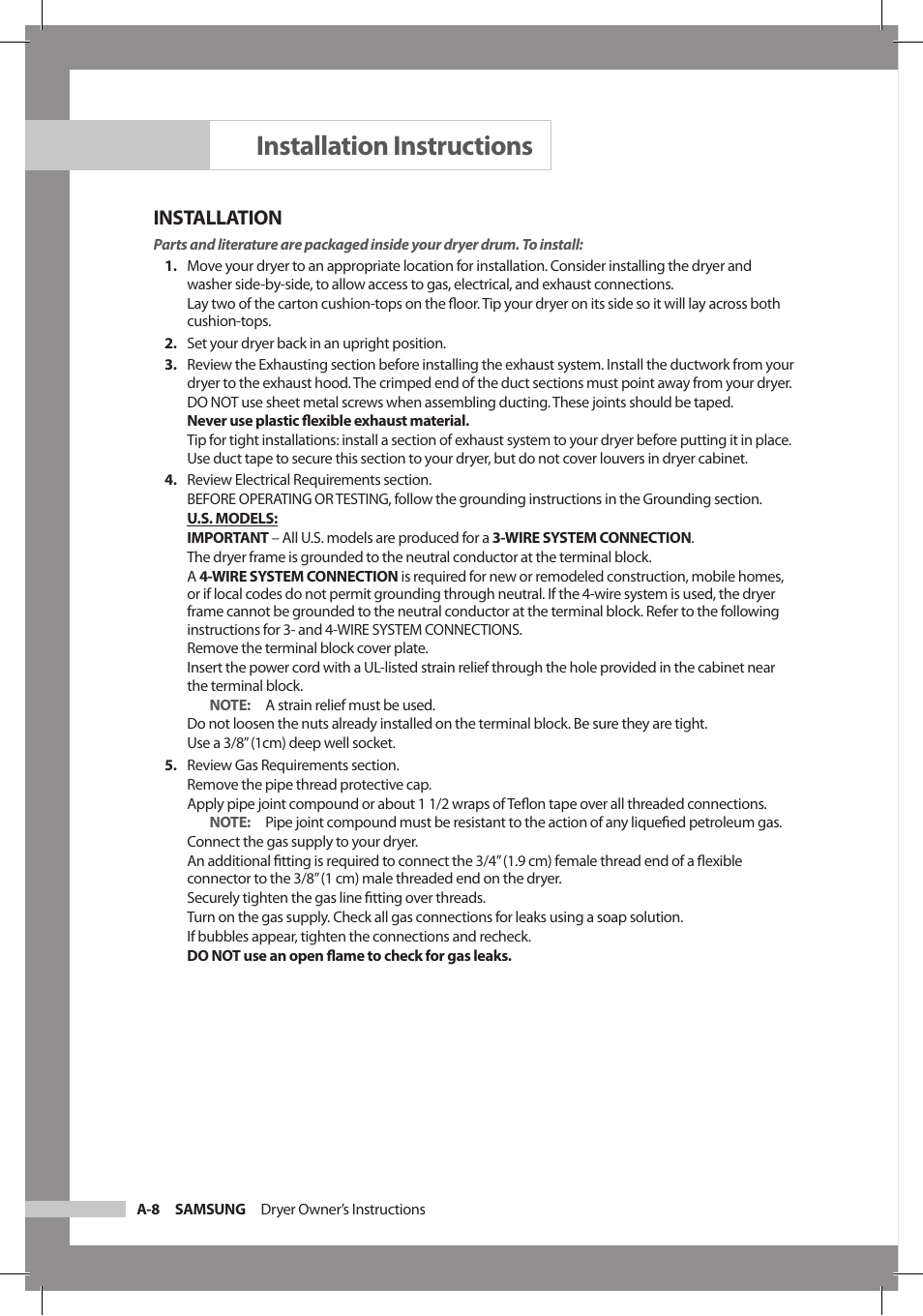 Installation instructions, Installation | Samsung DC68-02312A-04 User Manual | Page 14 / 36