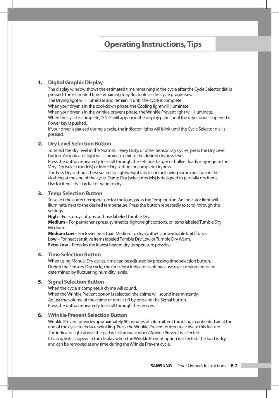 Operating instructions, tips | Samsung DC68-02312A-04 User Manual | Page 19 / 36