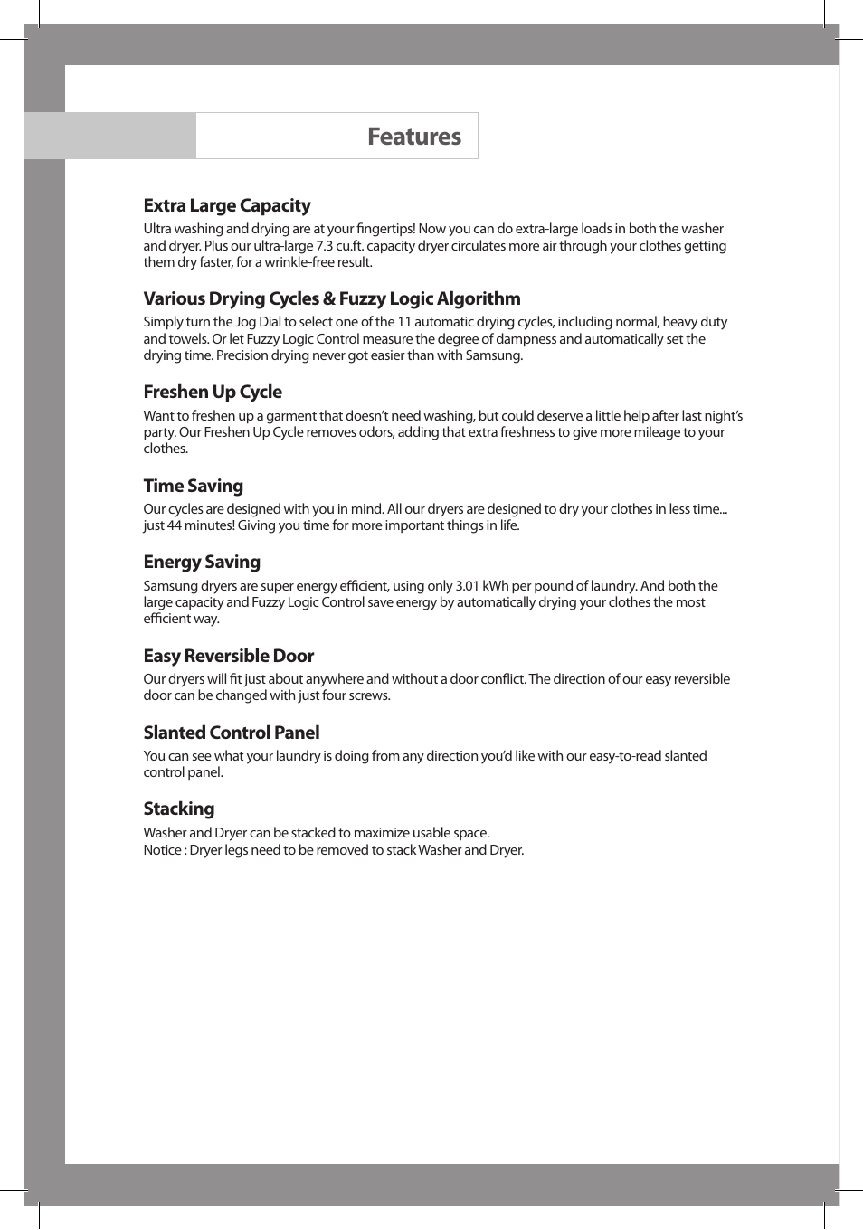 Features | Samsung DC68-02312A-04 User Manual | Page 2 / 36