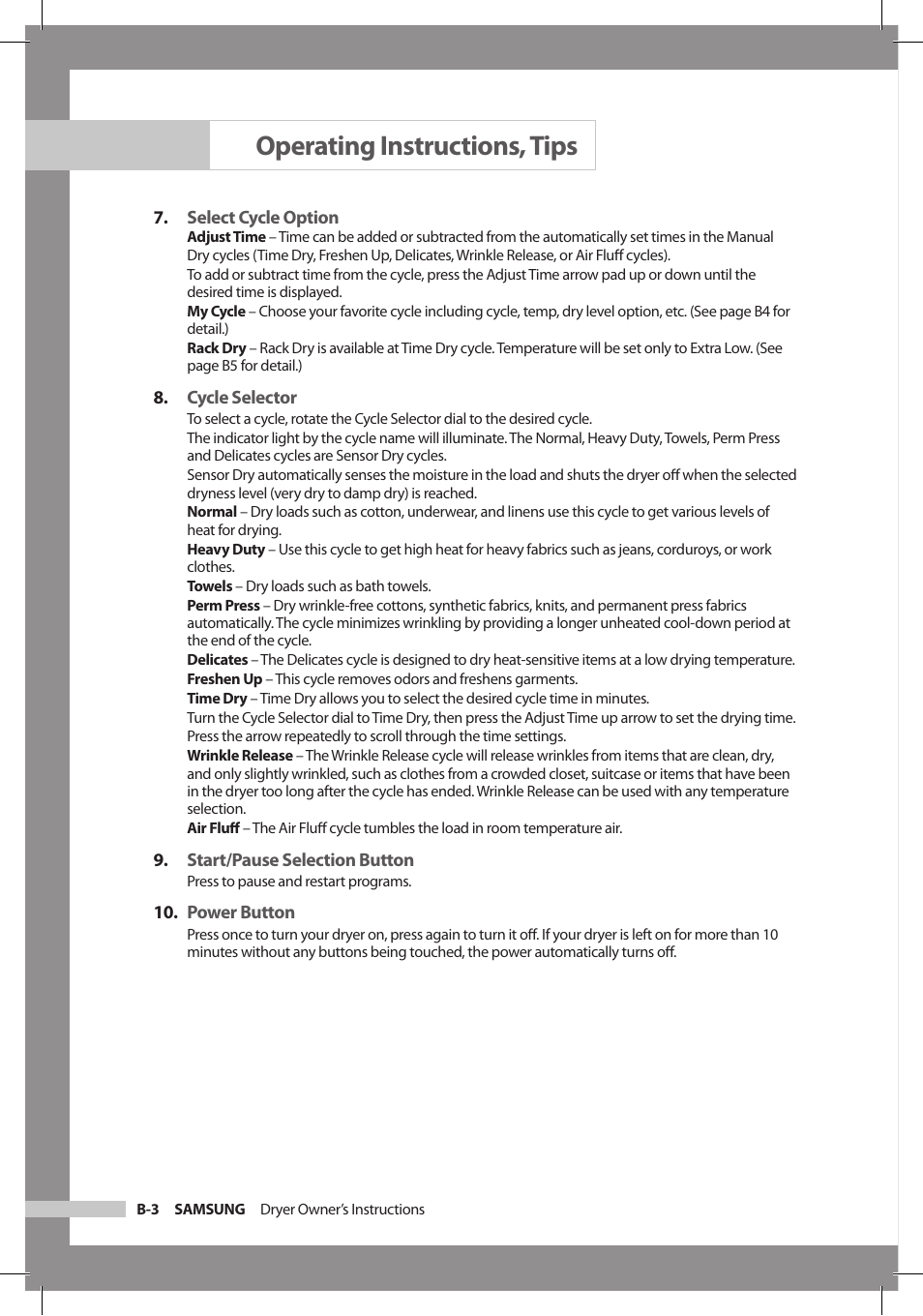 Operating instructions, tips | Samsung DC68-02312A-04 User Manual | Page 20 / 36