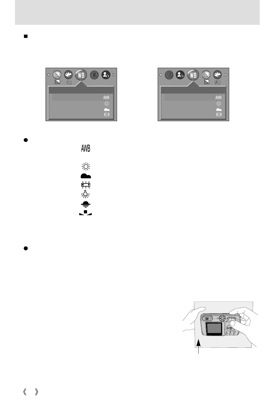 White balance | Samsung Digimax 301 User Manual | Page 38 / 104