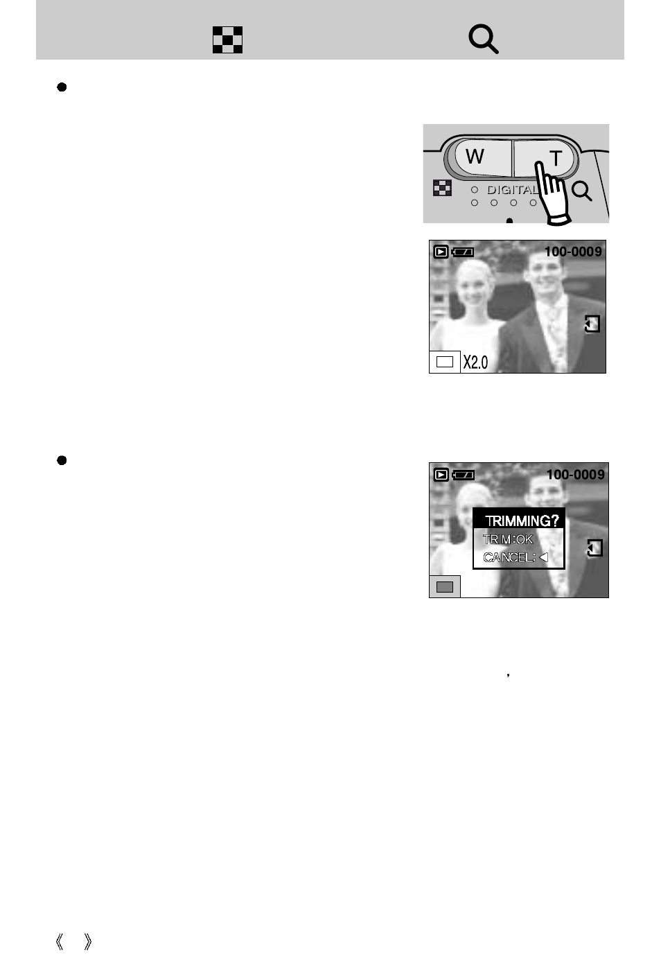 Thumbnail ( ) / enlargement ( ) button | Samsung Digimax 301 User Manual | Page 44 / 104