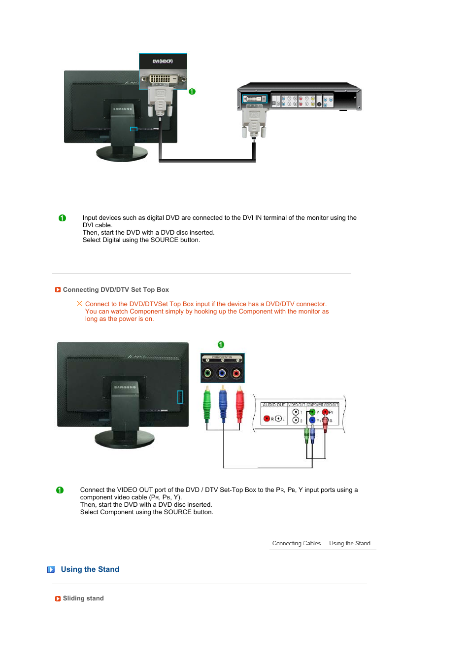 Using the stand | Samsung 275T User Manual | Page 23 / 61