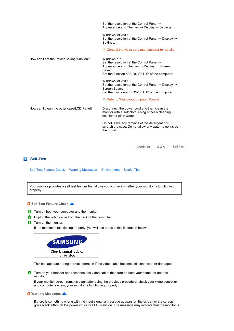 Self-test | Samsung 275T User Manual | Page 51 / 61