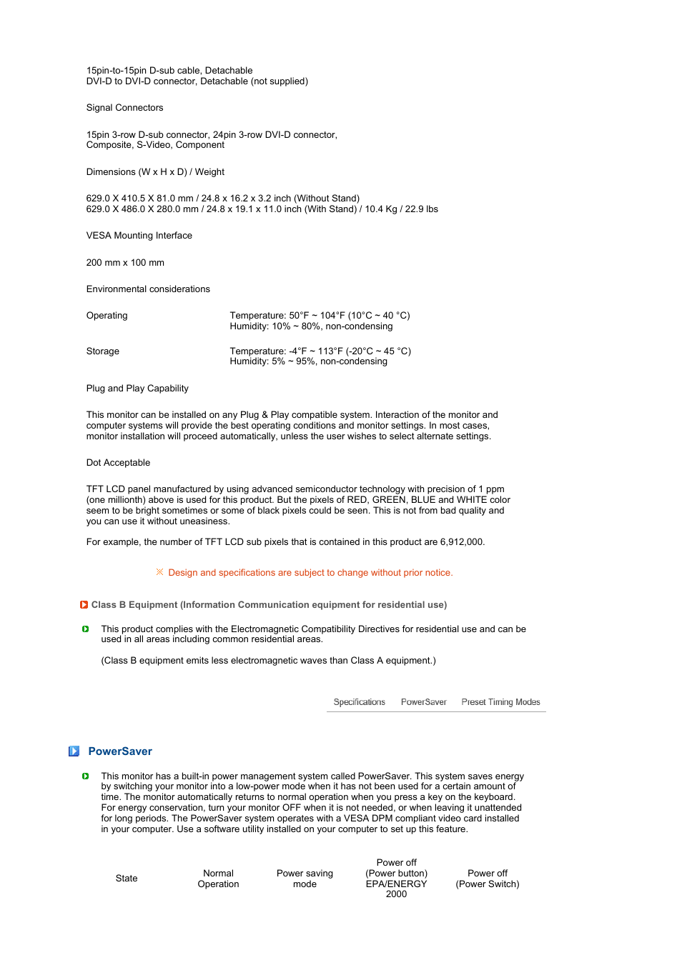 Powersaver | Samsung 275T User Manual | Page 54 / 61
