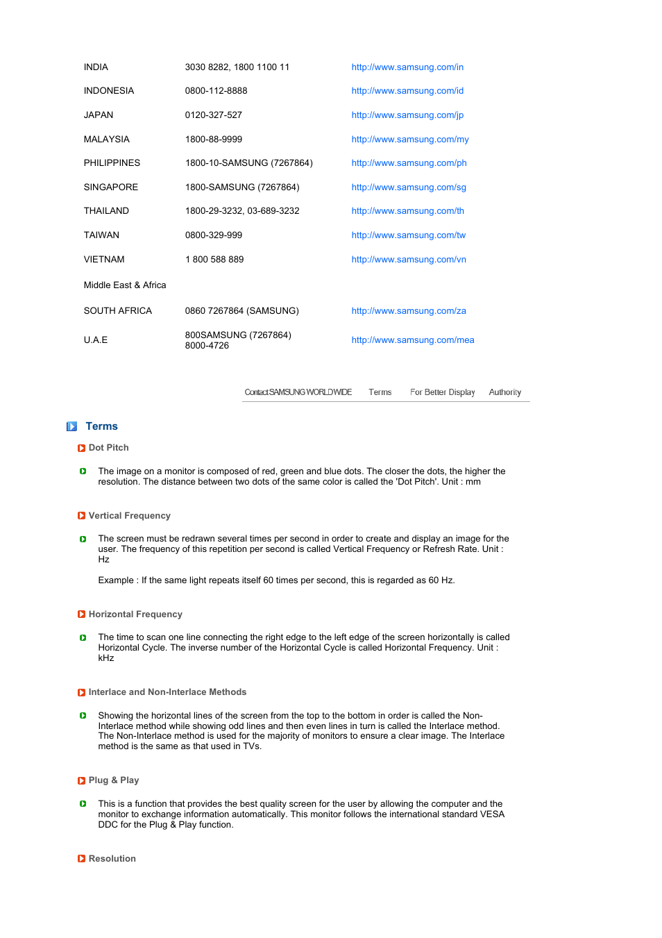 Terms | Samsung 275T User Manual | Page 59 / 61