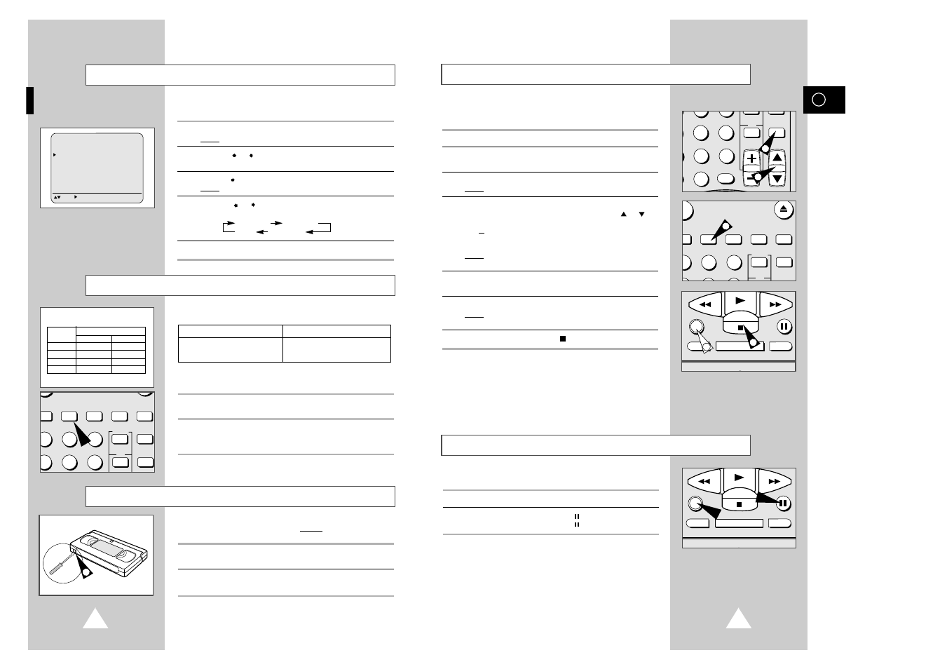 Recording a program, Stopping a recording temporarily, Selecting the cassette type | Selecting the recording speed, Protecting a recorded cassette | Samsung SV-5000W User Manual | Page 12 / 28
