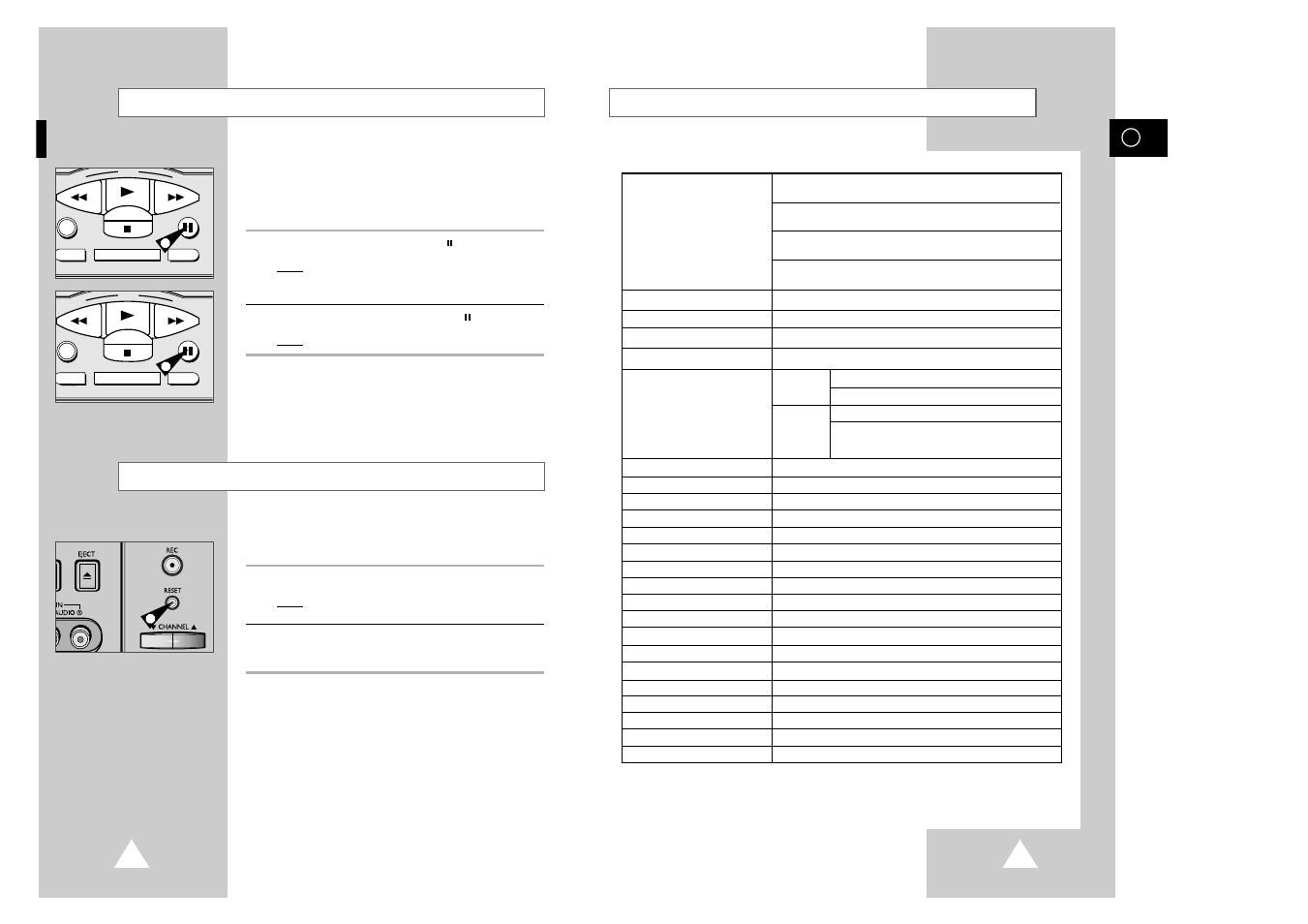 Technical specifications, Locking your vcr, Resetting your vcr | Samsung SV-5000W User Manual | Page 25 / 28