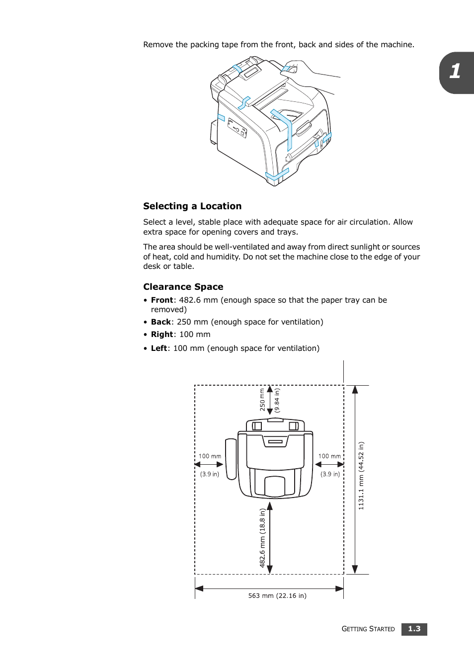 Selecting a location | Samsung SF-560 User Manual | Page 18 / 98