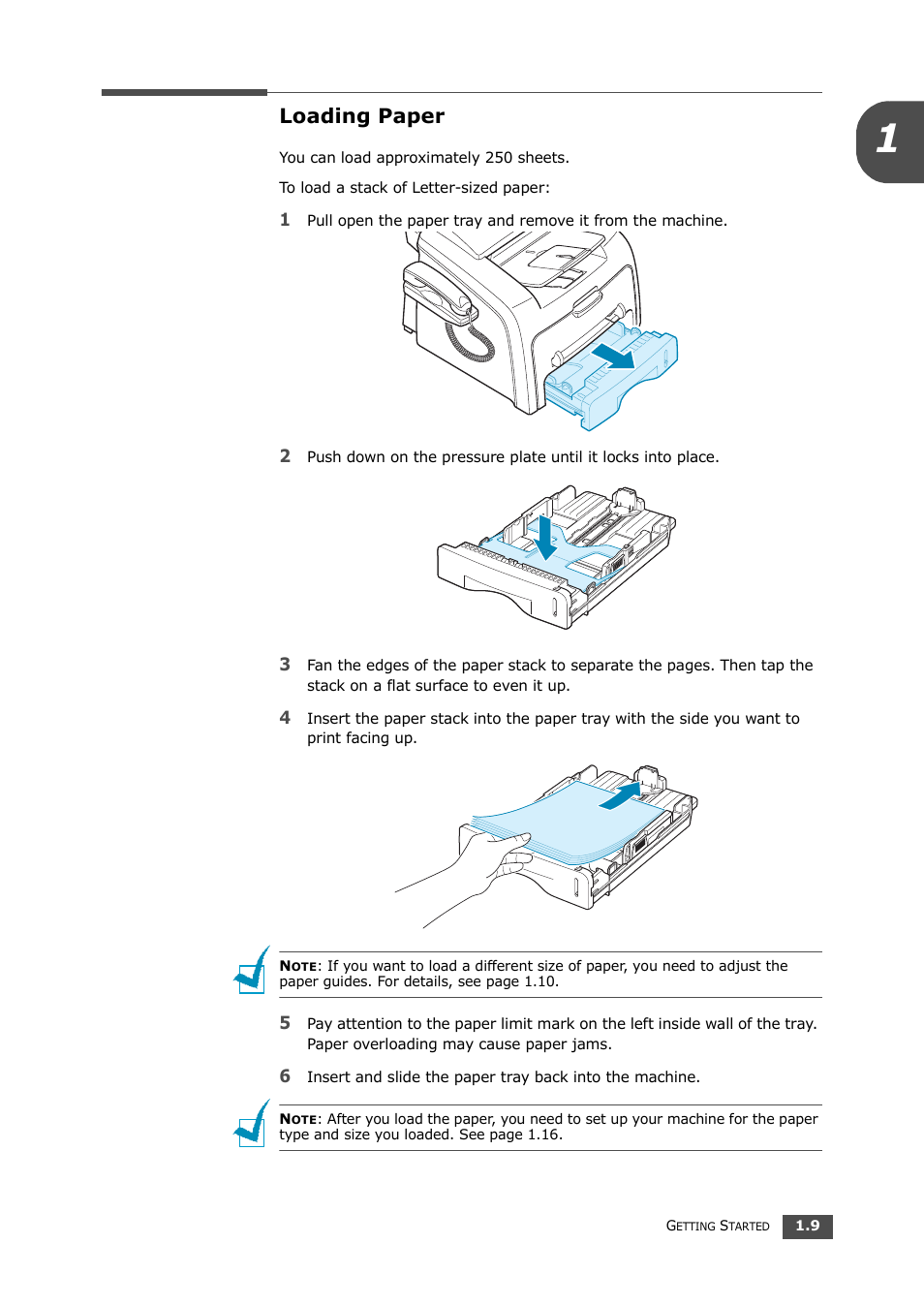 Loading paper | Samsung SF-560 User Manual | Page 24 / 98