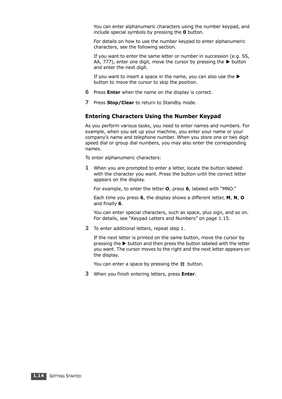 Entering characters using the number keypad | Samsung SF-560 User Manual | Page 29 / 98