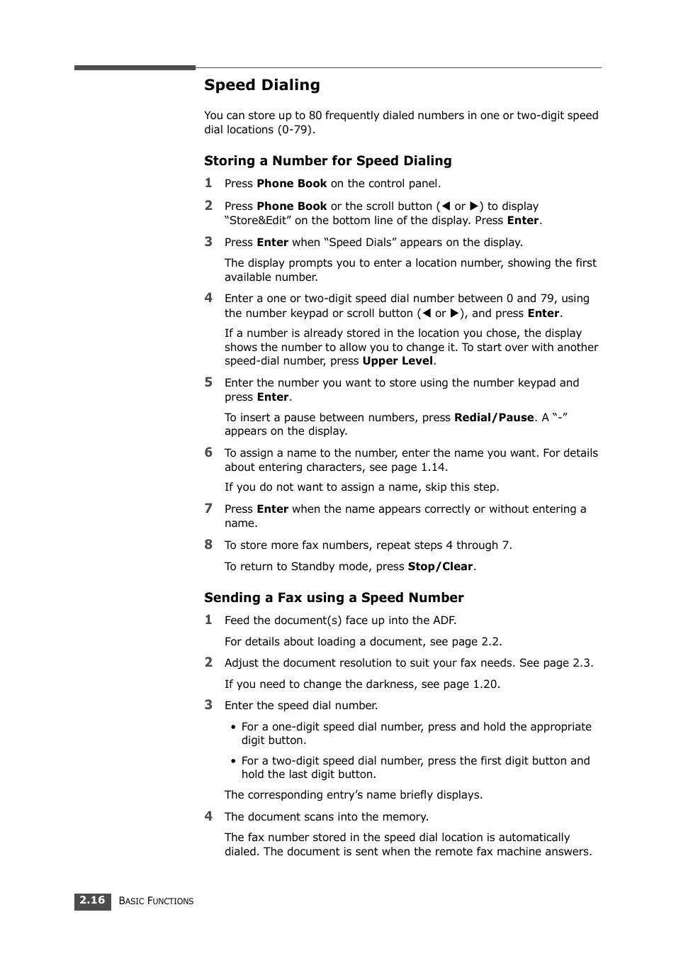 Speed dialing, Storing a number for speed dialing, Sending a fax using a speed number | Samsung SF-560 User Manual | Page 51 / 98