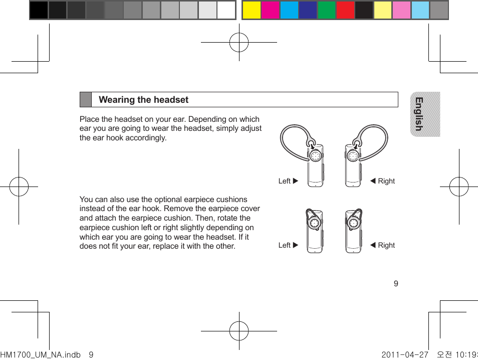 Wearing the headset | Samsung GH68-34355F User Manual | Page 12 / 84