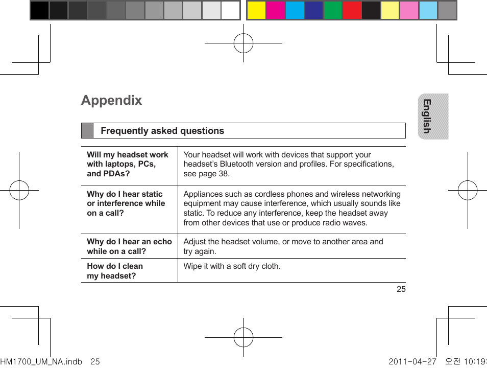 Appendix, Frequently asked questions | Samsung GH68-34355F User Manual | Page 28 / 84