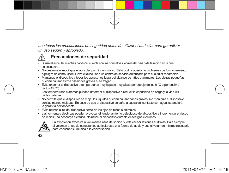 Precauciones de seguridad | Samsung GH68-34355F User Manual | Page 45 / 84