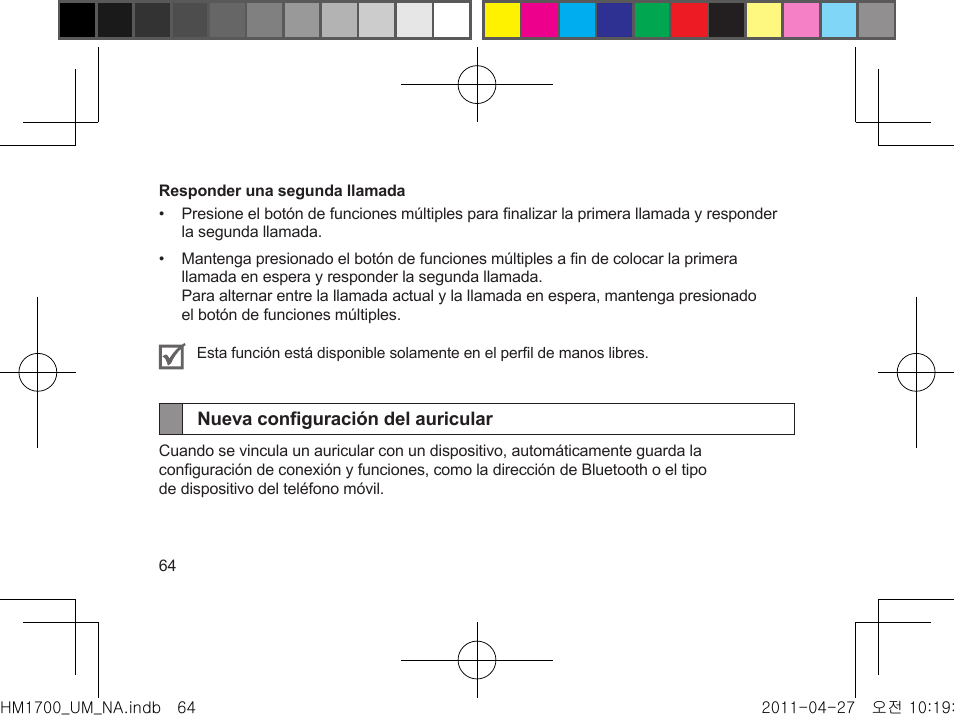 Nueva configuración del auricular | Samsung GH68-34355F User Manual | Page 67 / 84