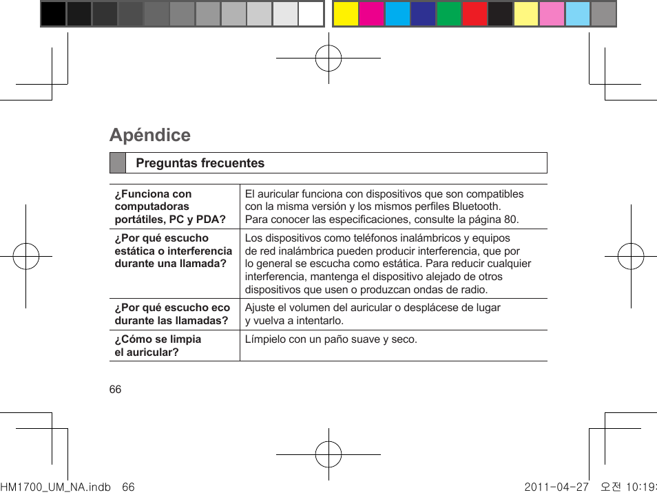 Apéndice, Preguntas frecuentes | Samsung GH68-34355F User Manual | Page 69 / 84