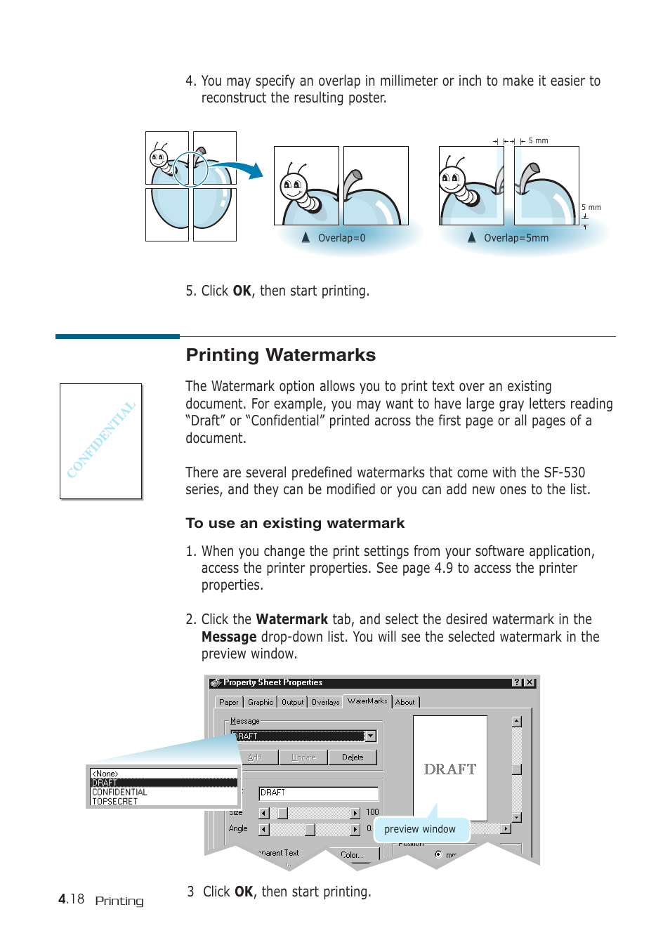 Printing watermarks | Samsung SF-530 Series User Manual | Page 119 / 167