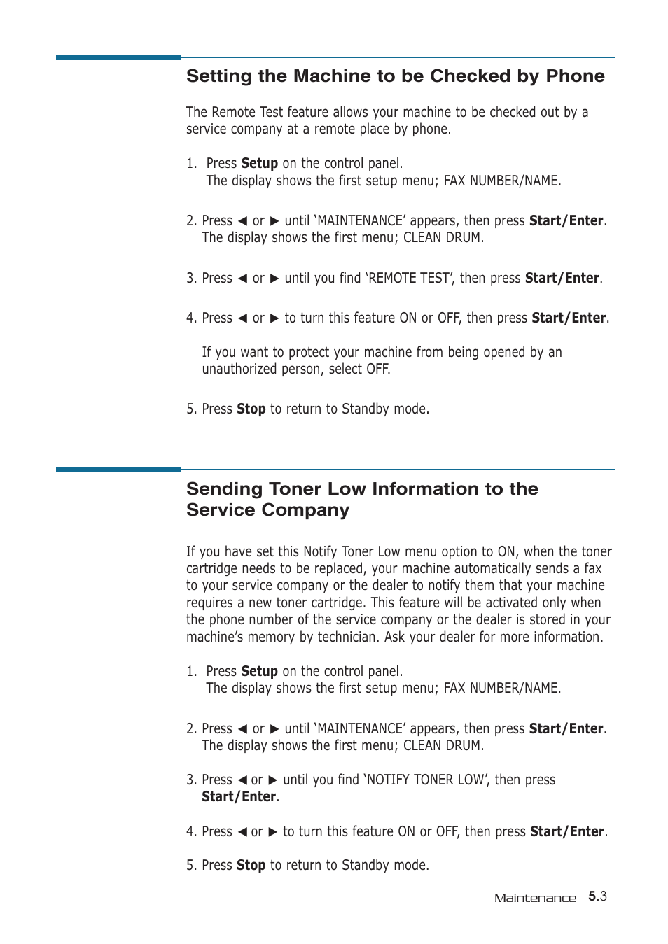 Setting the machine to be checked by phone | Samsung SF-530 Series User Manual | Page 130 / 167