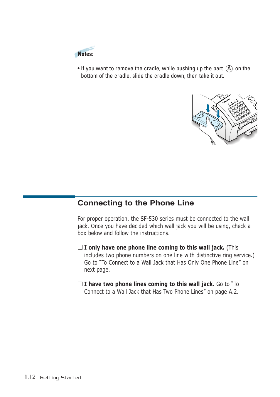 Connecting to the phone line | Samsung SF-530 Series User Manual | Page 23 / 167
