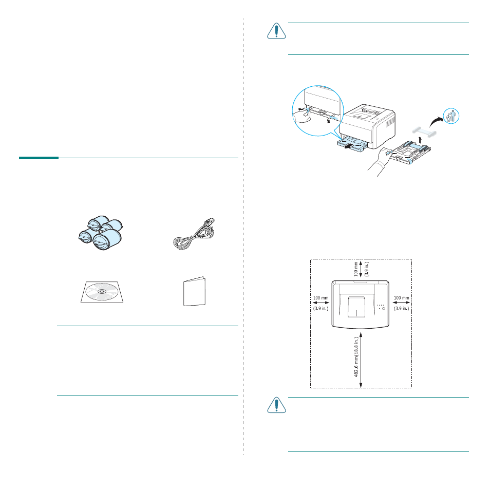 Setting up your printer, Unpacking | Samsung CLP-300 Series User Manual | Page 13 / 90