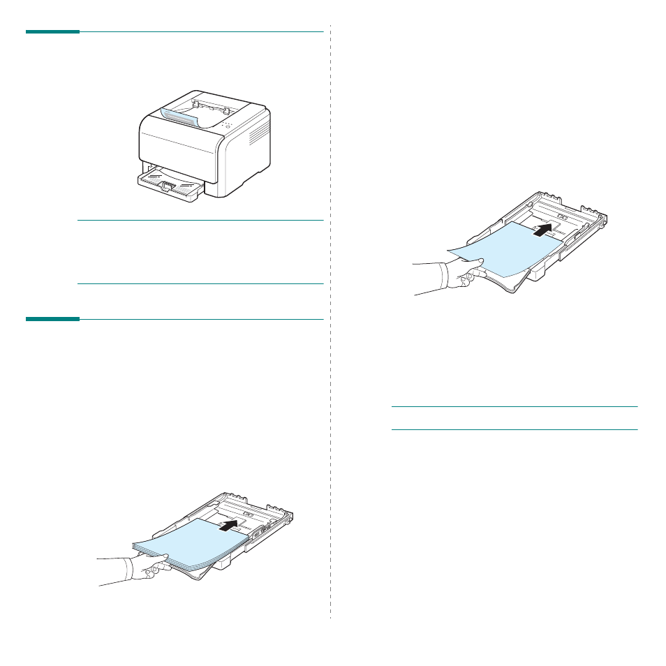 Verifying the output location, Loading paper, Using the tray | Using manual feed mode, Guidelines for paper and special materials | Samsung CLP-300 Series User Manual | Page 22 / 90
