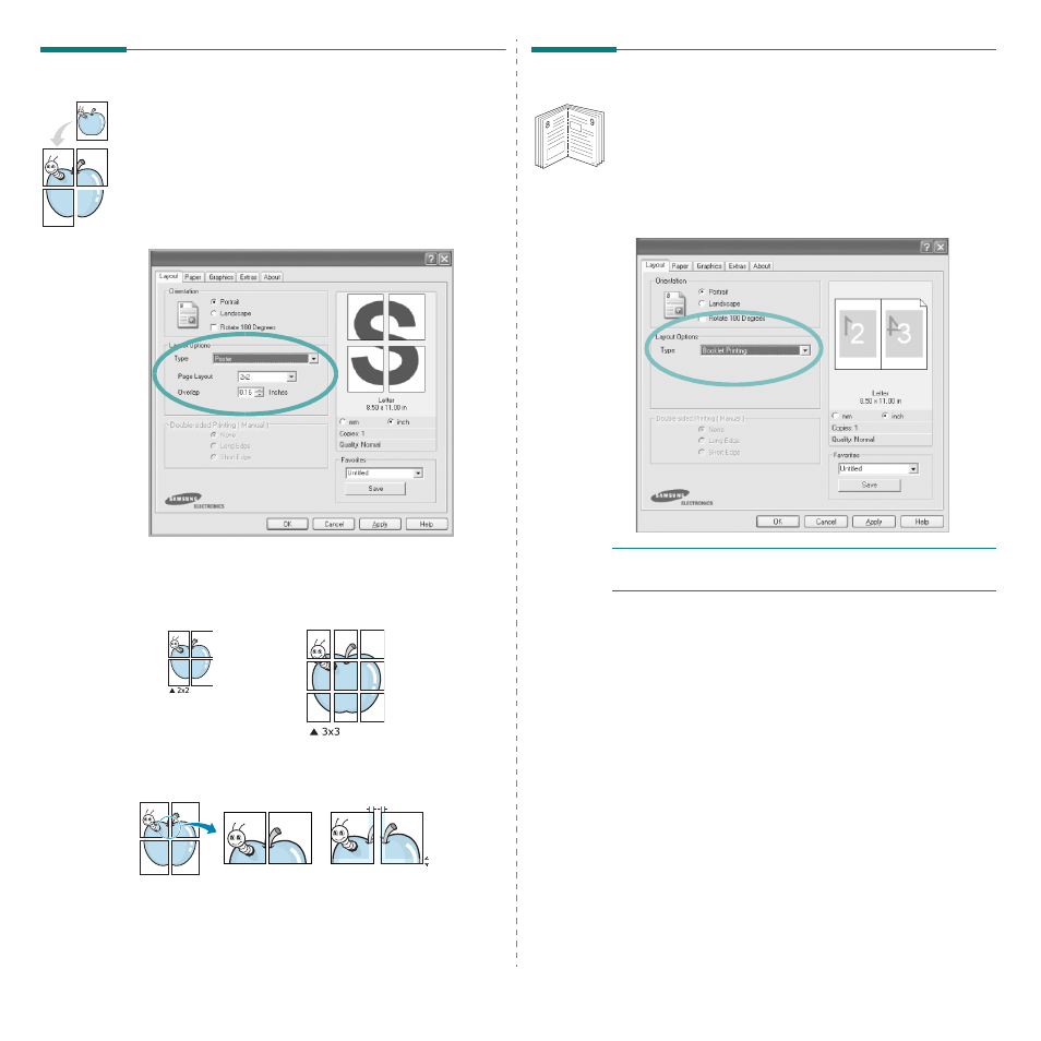 Printing posters, Printing booklets, Printing posters printing booklets | Samsung CLP-300 Series User Manual | Page 70 / 90