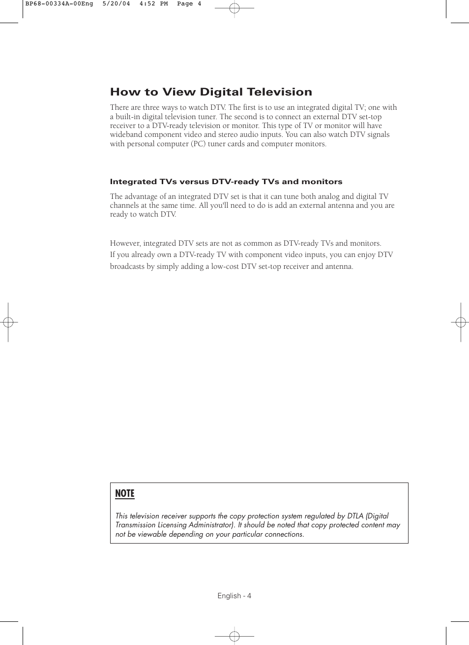 How to view digital television | Samsung HC-P5256W User Manual | Page 4 / 79