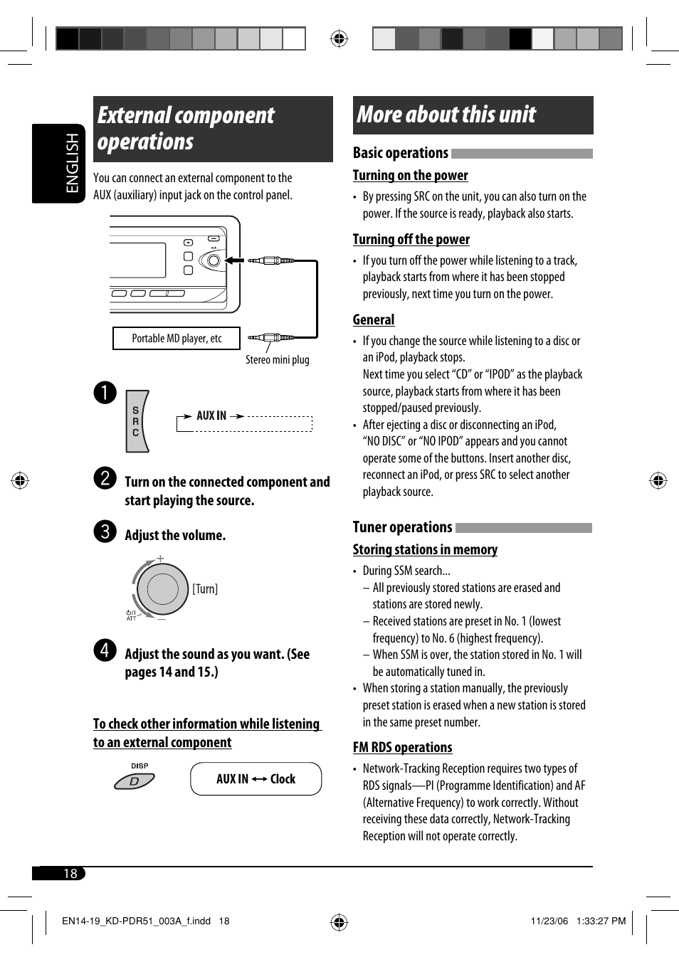 External component operations, More about this unit | JVC KD-PDR51 User Manual | Page 18 / 74