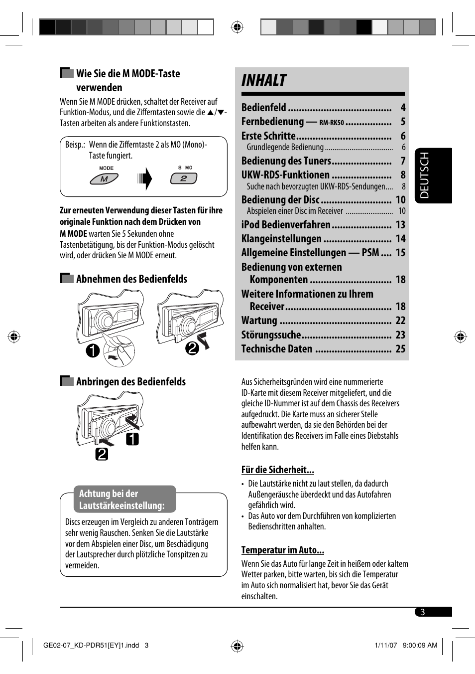 Inhalt | JVC KD-PDR51 User Manual | Page 27 / 74