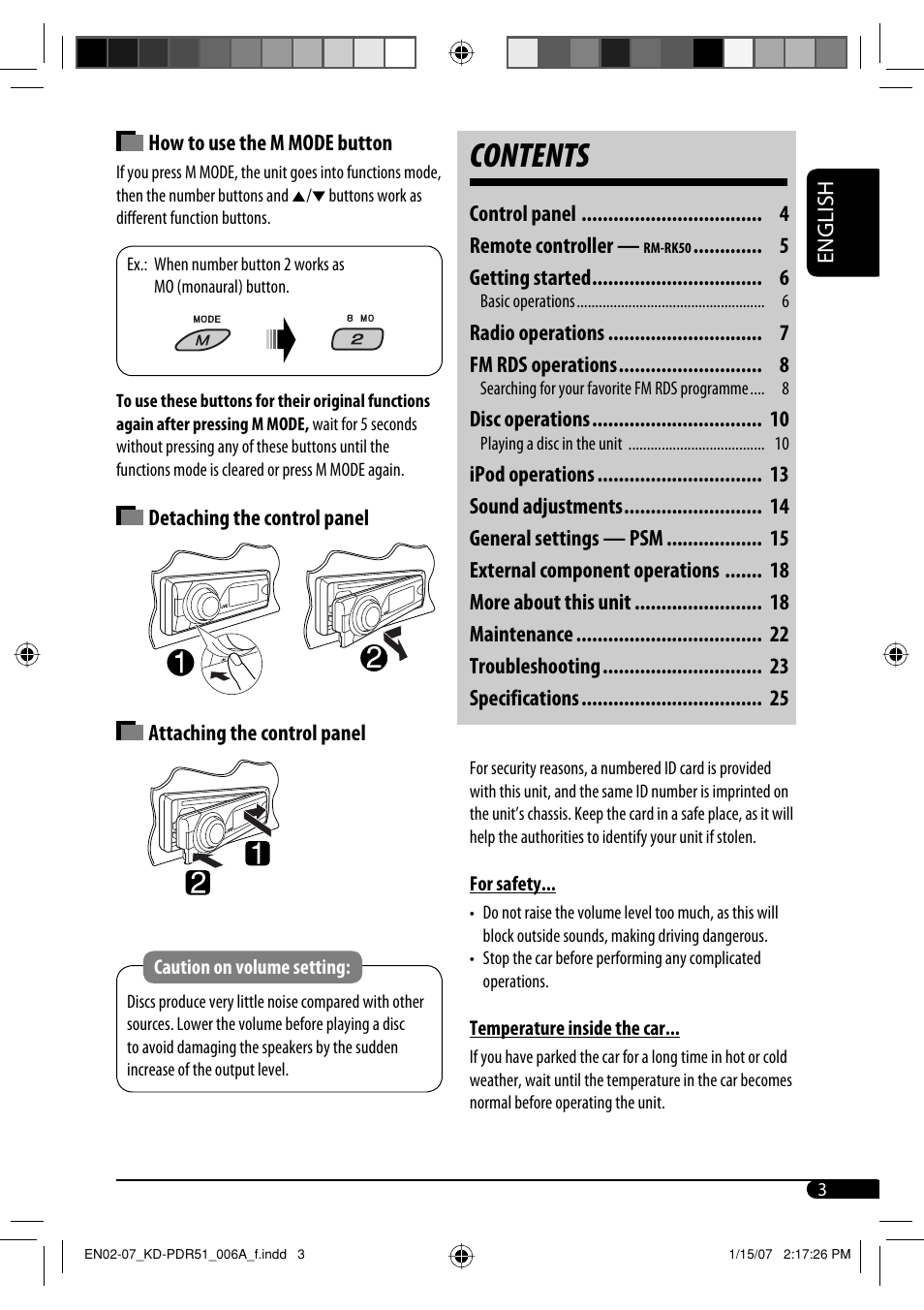 JVC KD-PDR51 User Manual | Page 3 / 74