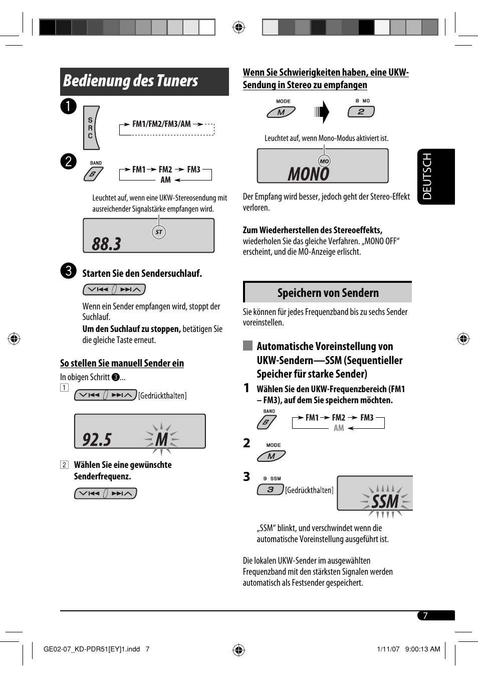 Bedienung des tuners, Speichern von sendern | JVC KD-PDR51 User Manual | Page 31 / 74