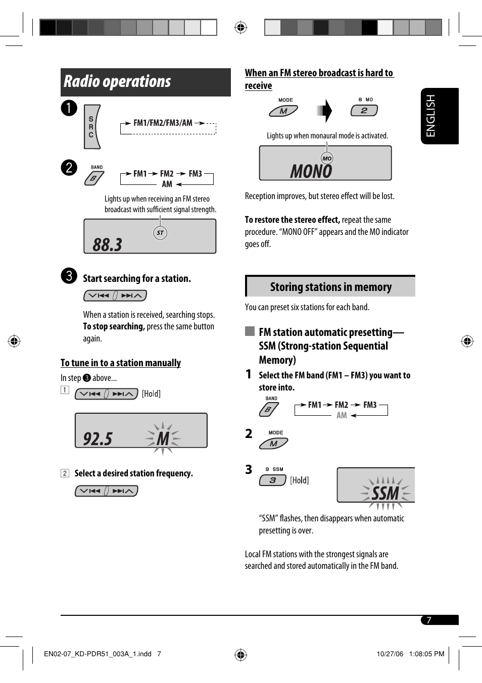Radio operations | JVC KD-PDR51 User Manual | Page 7 / 74