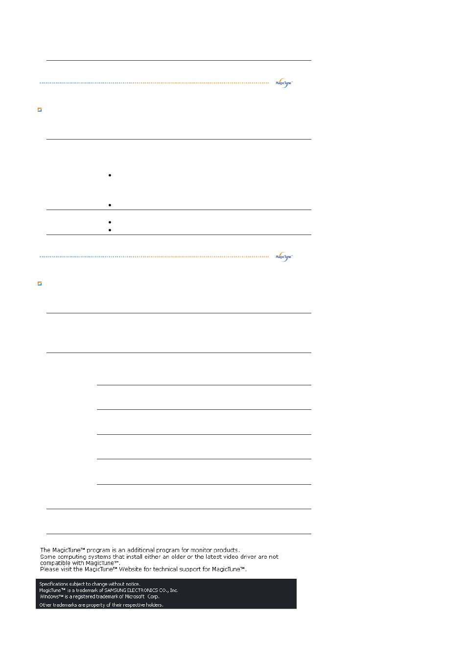 Option tab definition, Support tab definition | Samsung 205BW User Manual | Page 39 / 60