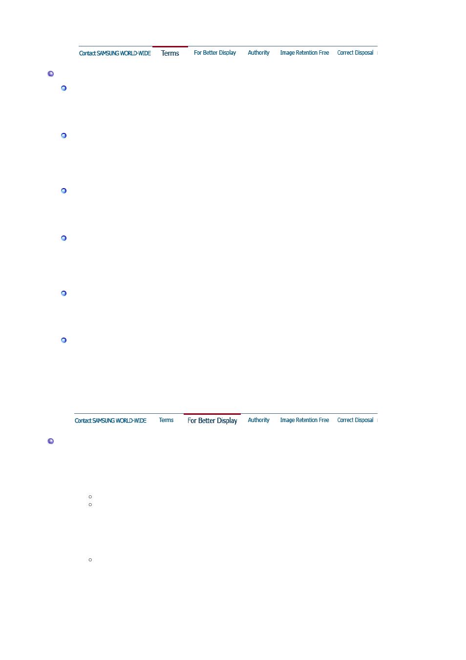 Terms, For better display | Samsung 205BW User Manual | Page 56 / 60