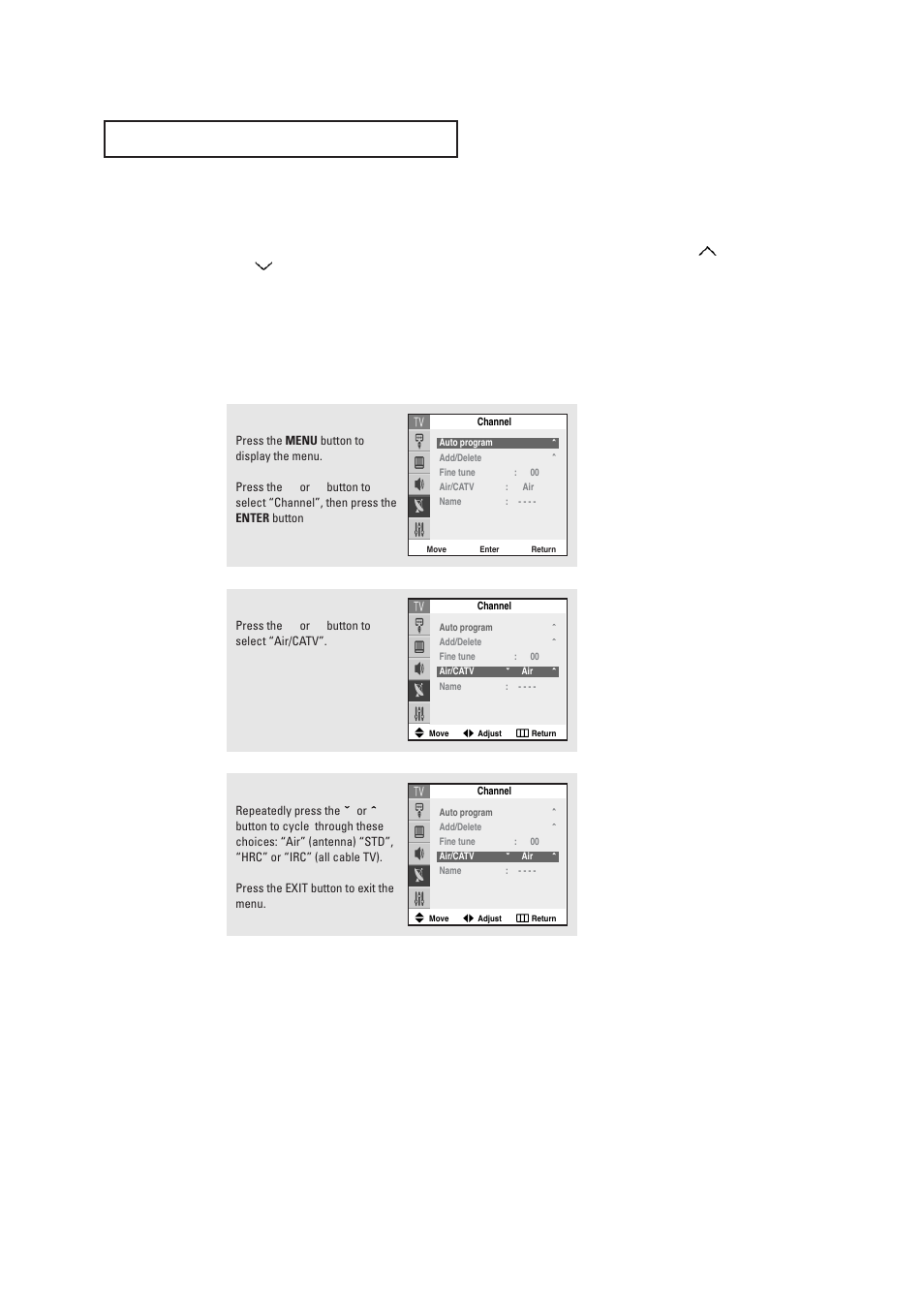 Memorizing the channels, Selecting the video signal-source | Samsung DynaFlat TX R2765 User Manual | Page 26 / 68