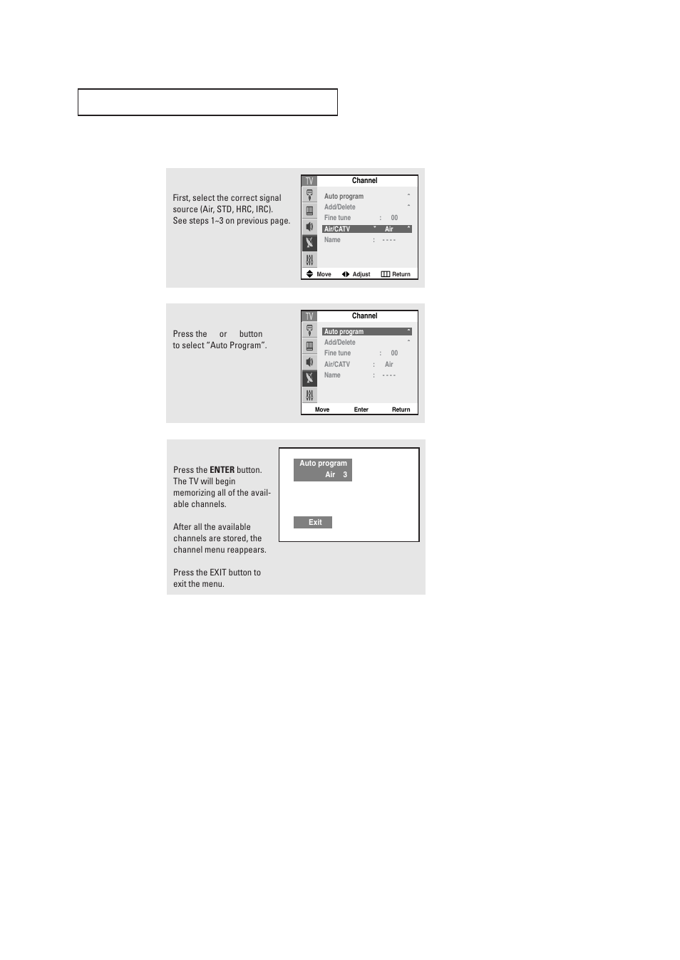 Storing channels in memory (automatic method) | Samsung DynaFlat TX R2765 User Manual | Page 27 / 68