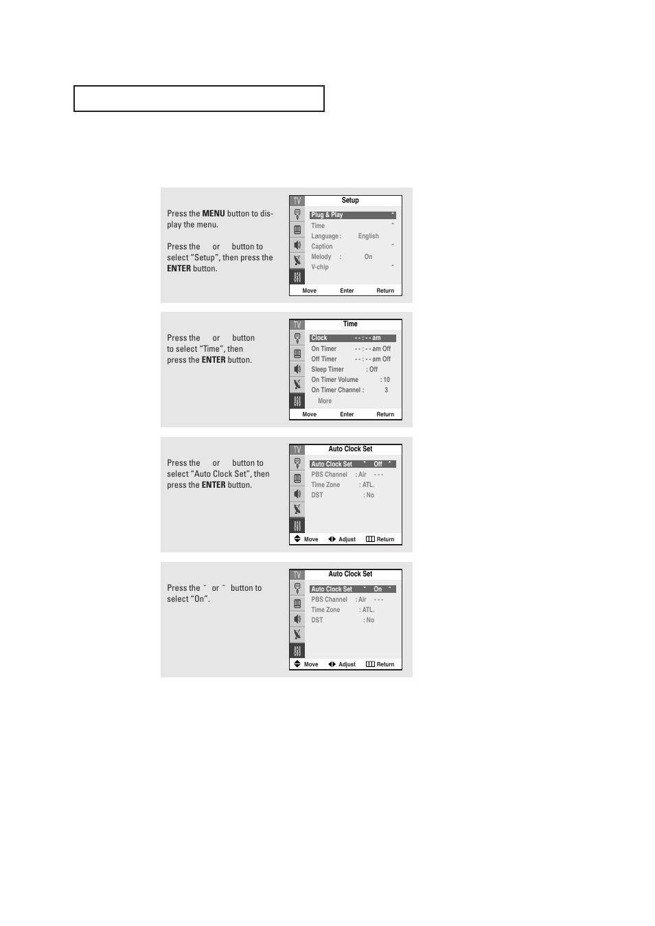 Option 2: setting the clock automatically | Samsung DynaFlat TX R2765 User Manual | Page 32 / 68