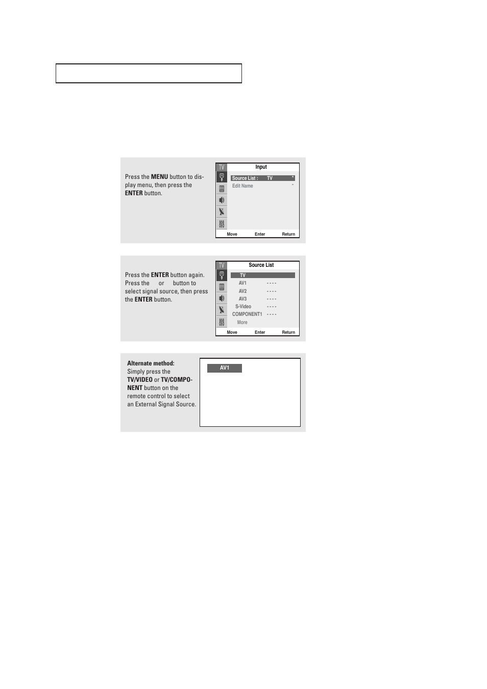 Viewing an external signal source, Setting the signal source | Samsung DynaFlat TX R2765 User Manual | Page 39 / 68