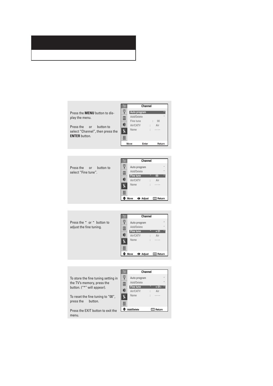 Chapter four : special features, Fine tuning channels | Samsung DynaFlat TX R2765 User Manual | Page 41 / 68